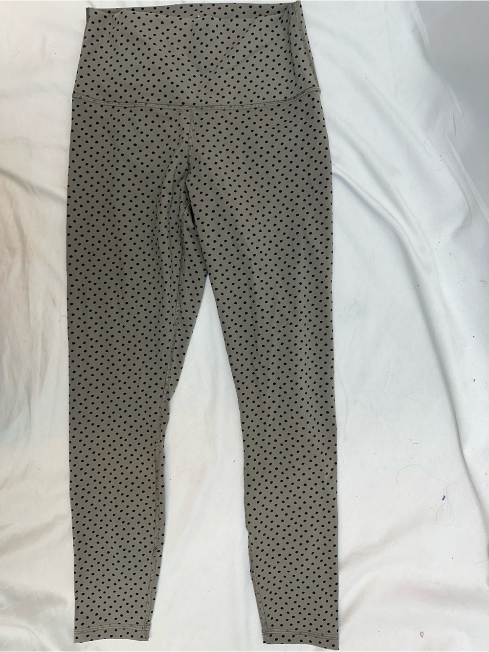 Everlane Army Green Leggings with Black Polka Dots S - Picture 1 of 4